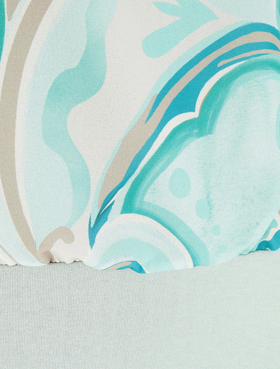 Top droit manches courtes imprimé arabesque - Vert d&