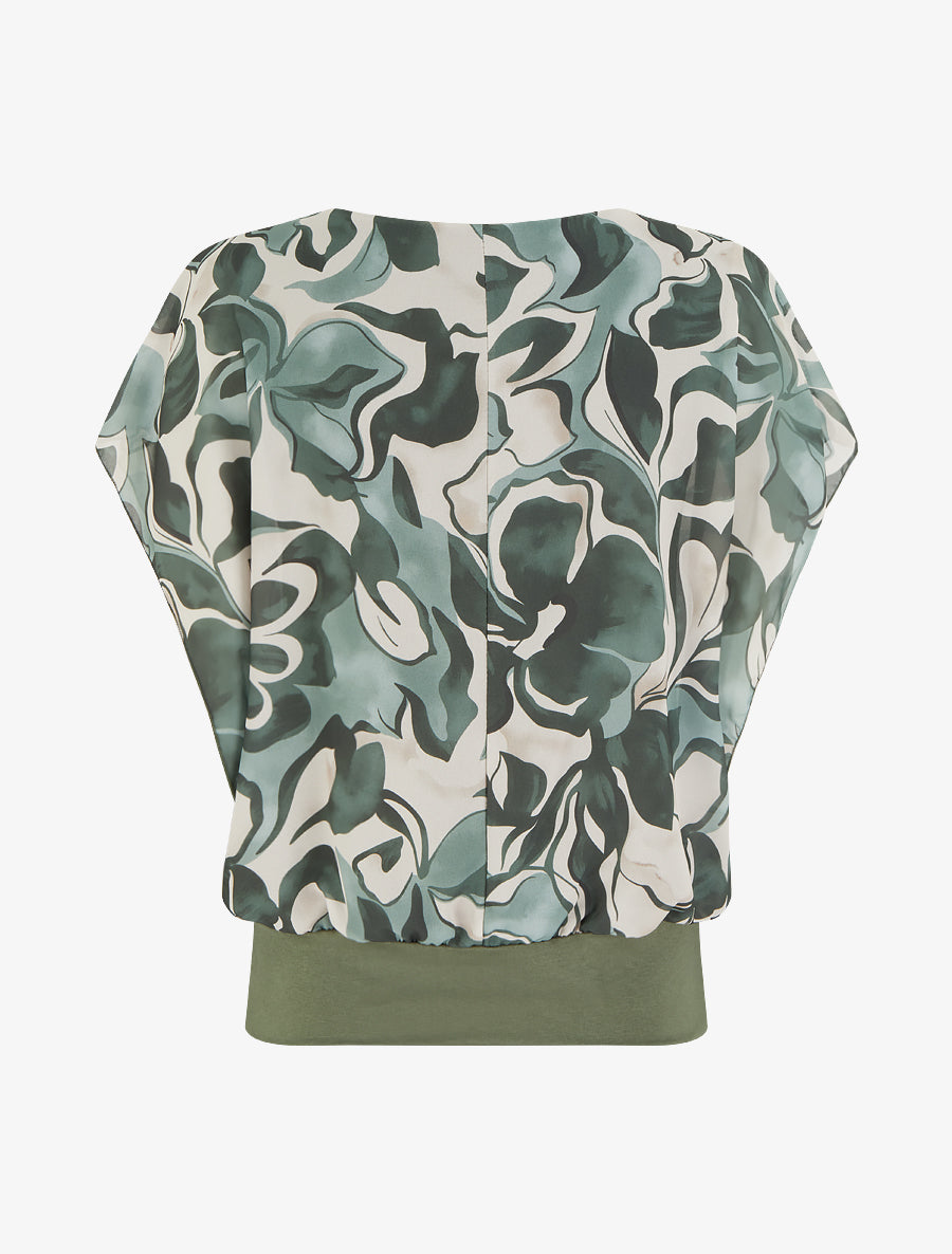 Top droit manches courtes imprimé floral - Kaki - 2