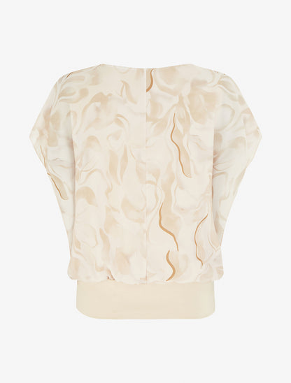 Top droit manches courtes imprimé floral - Beige - 2