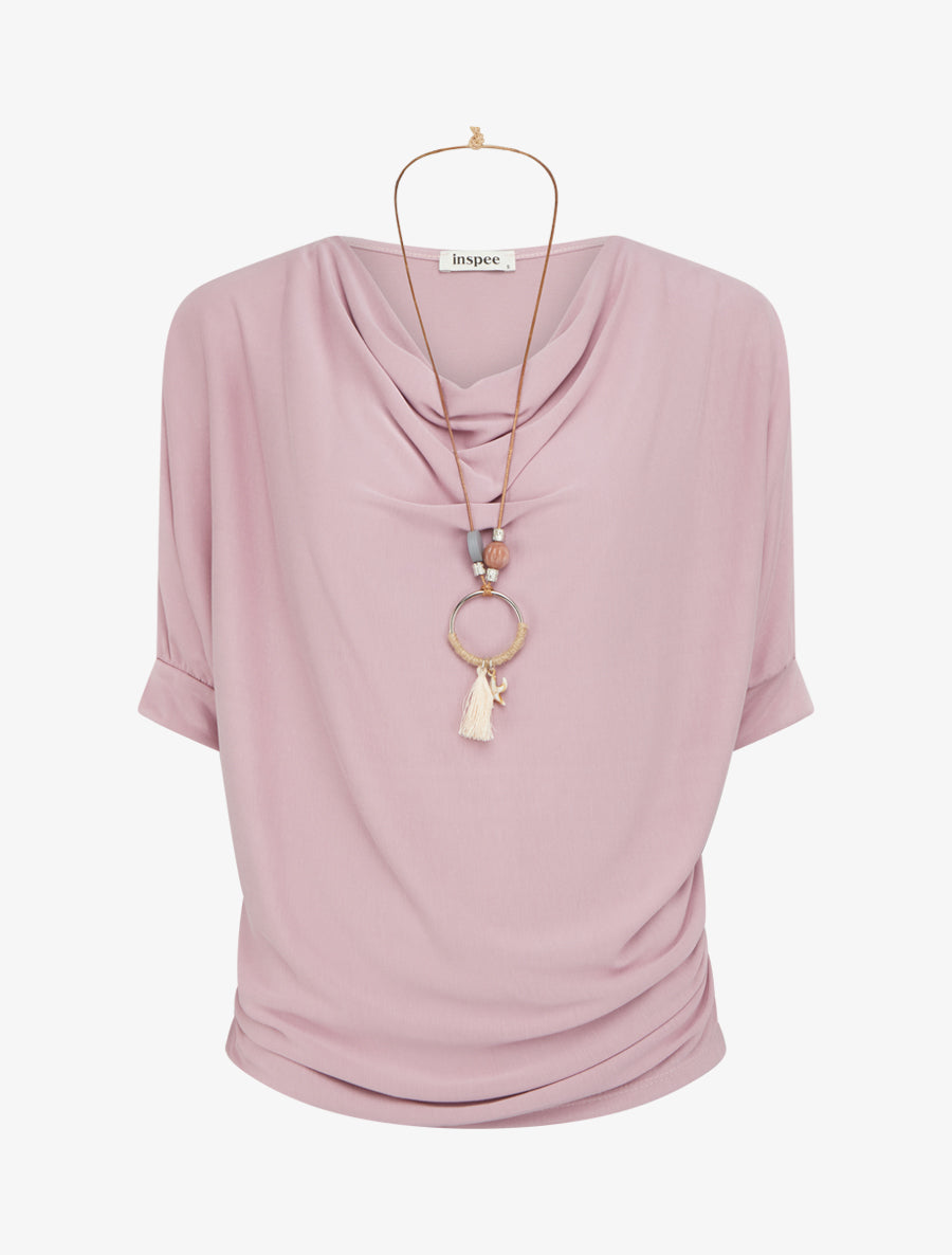 Top fluide à col bénitier - Vieux rose - 1