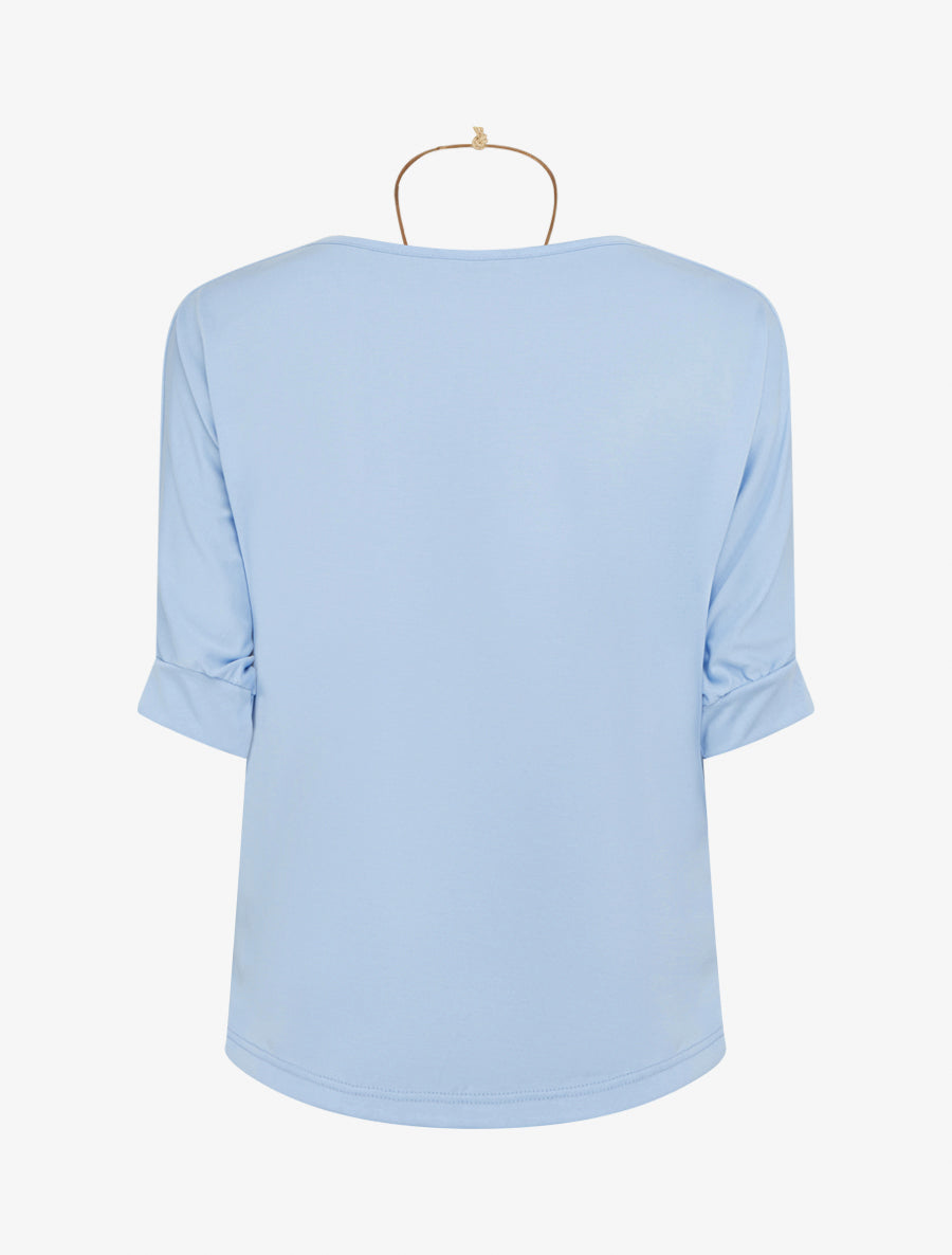 Top fluide à col bénitier - Bleu ciel - 2