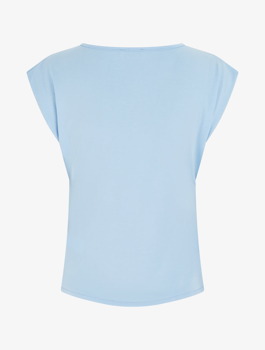Top ajusté sans manches effet drapé - Bleu ciel - 2