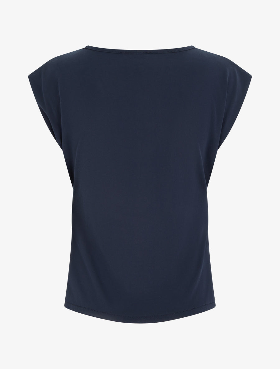 Top ajusté sans manches effet drapé - Marine - 2