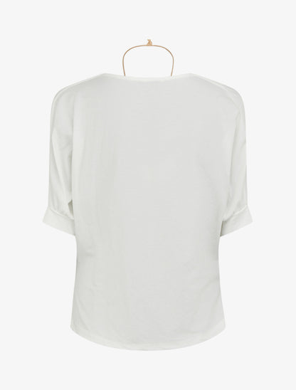 Top manches courtes effet lin à col bénitier - Blanc - 2