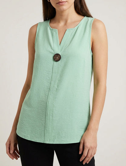 Top droit sans manches à bouton - Vert d&