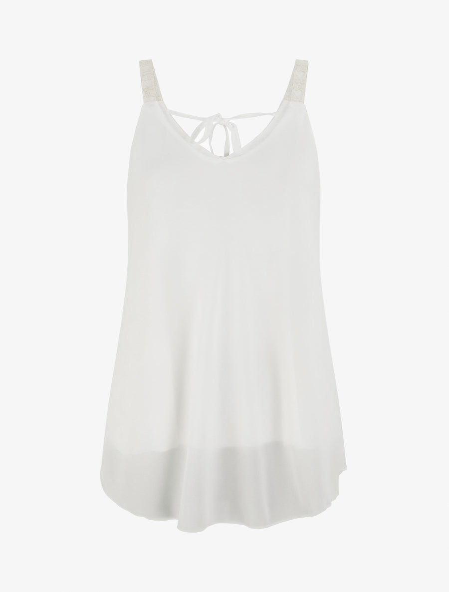 Caraco en voile à bretelles motif coeur - Blanc - 1