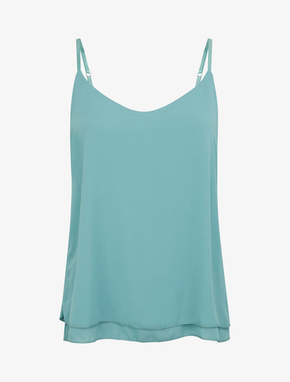 Caraco uni en voile superposé - Turquoise - 1