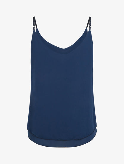 Caraco uni en voile superposé - Marine - 2