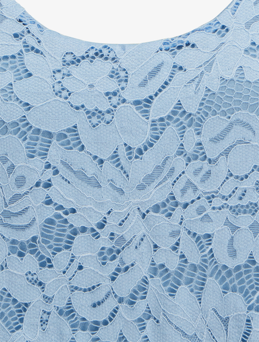 Top sans manches en dentelle à col U - Bleu ciel - 3