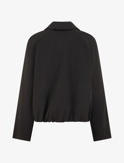 Veste droite zippée à col chemise - Noir - 2