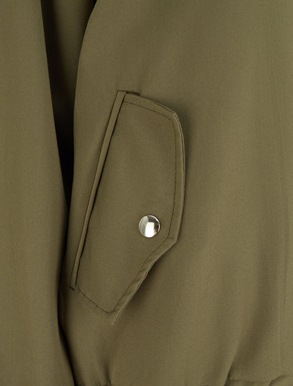 Veste ample zippée à bords élastiqués - Kaki - 3