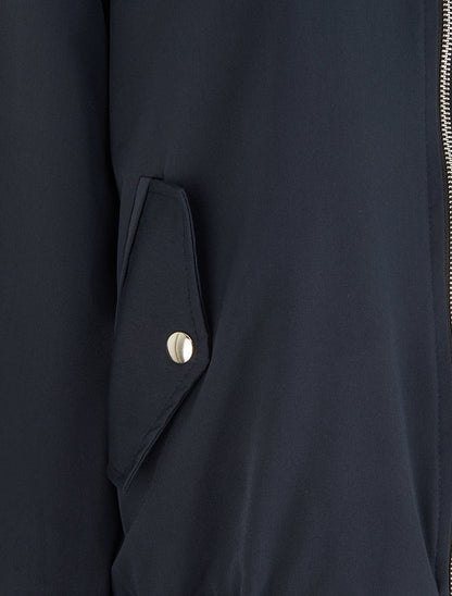 Veste ample zippée à bords élastiqués - Marine - 3