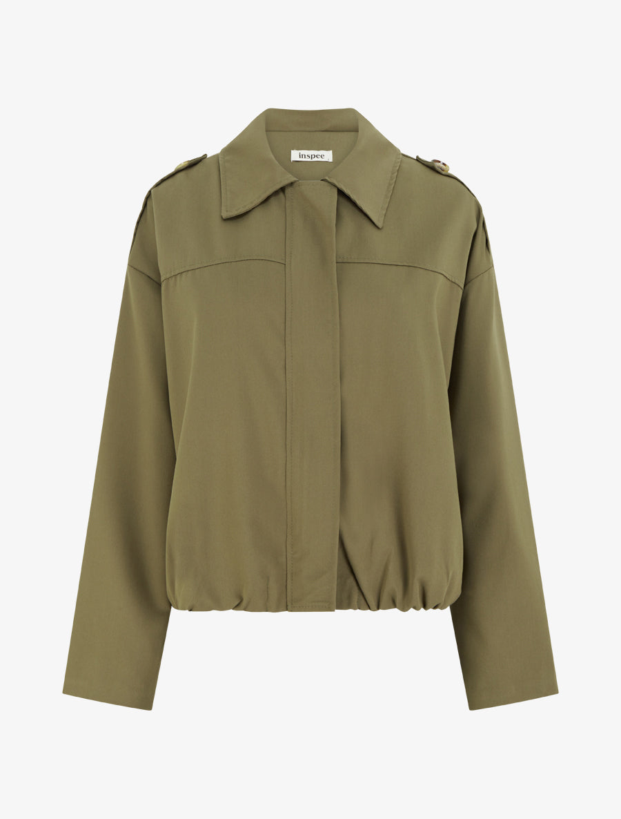 Veste fluide unie zippée - Kaki - 1