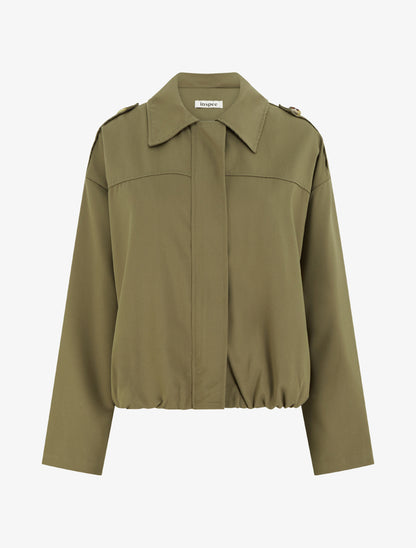 Veste fluide unie zippée - Kaki - 1