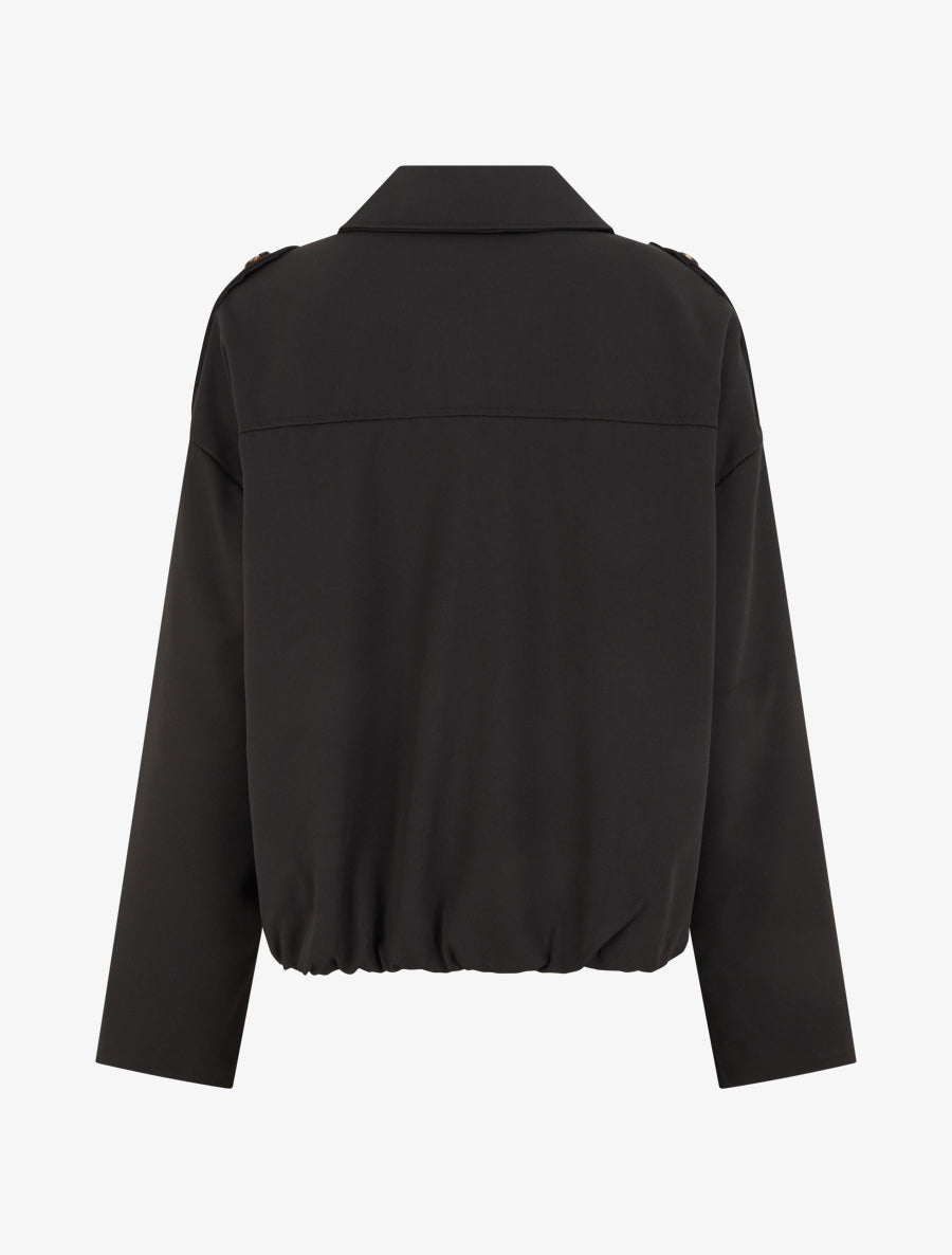Veste fluide unie zippée - Noir - 2