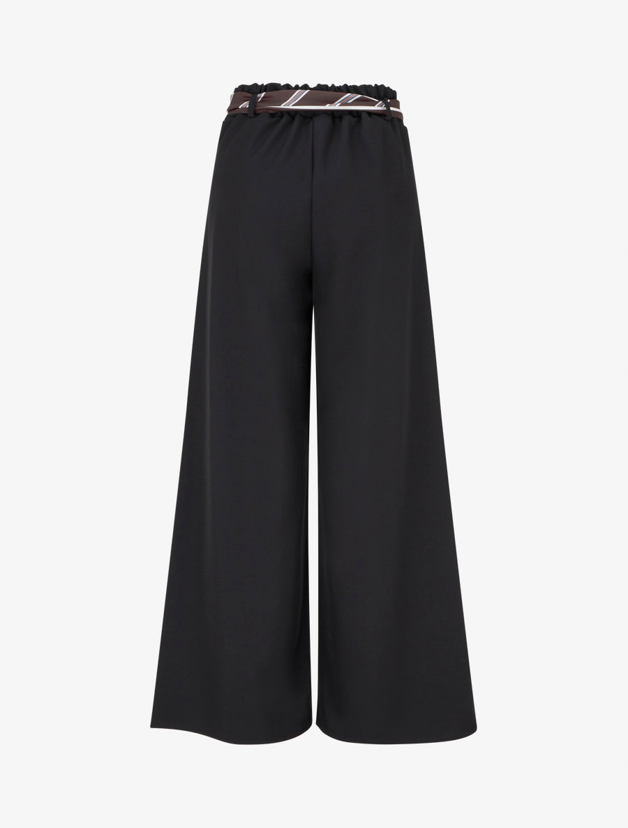 Pantalon ample à ceinture style foulard - Noir - 2