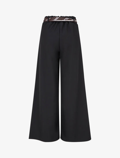 Pantalon ample à ceinture style foulard - Noir - 2