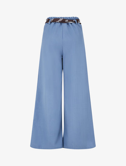 Pantalon ample à ceinture style foulard - Bleu clair - 2