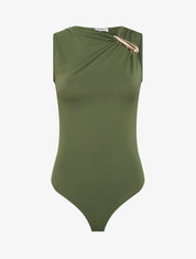 Body stretch à empiècement bijou - Kaki - 1