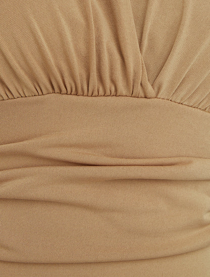 Body uni à dos nu - Camel - 3