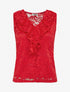 Top sans manches en dentelle - Rouge - 1
