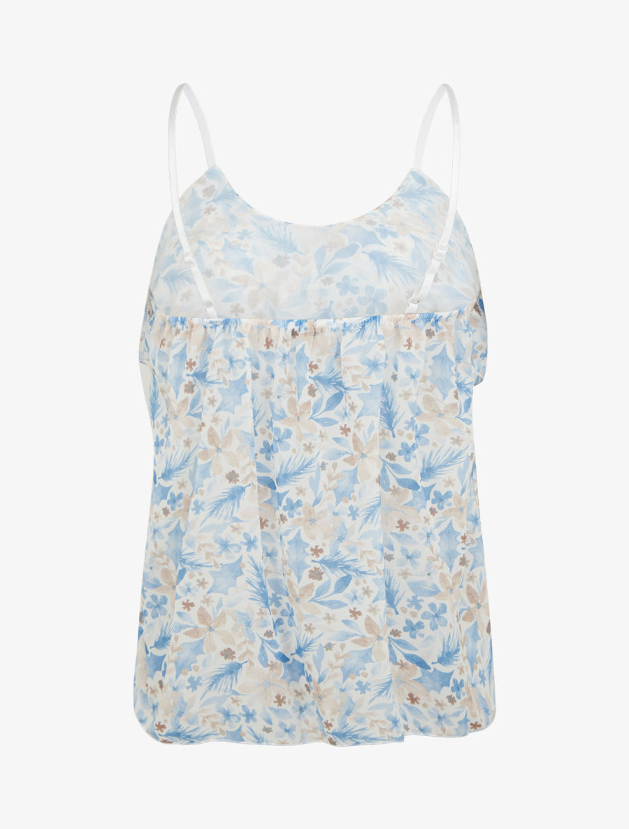 Caraco volanté imprimé feuillage - Bleu ciel - 2