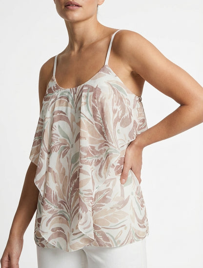 Blouse met ruches en bladenprint - Mol