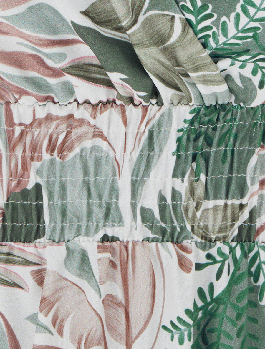 Robe longue à fines bretelles imprimé feuillage - Kaki - 3