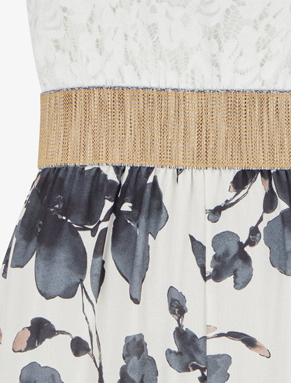 Combinaison à dentelle et imprimé floral - Noir - 3