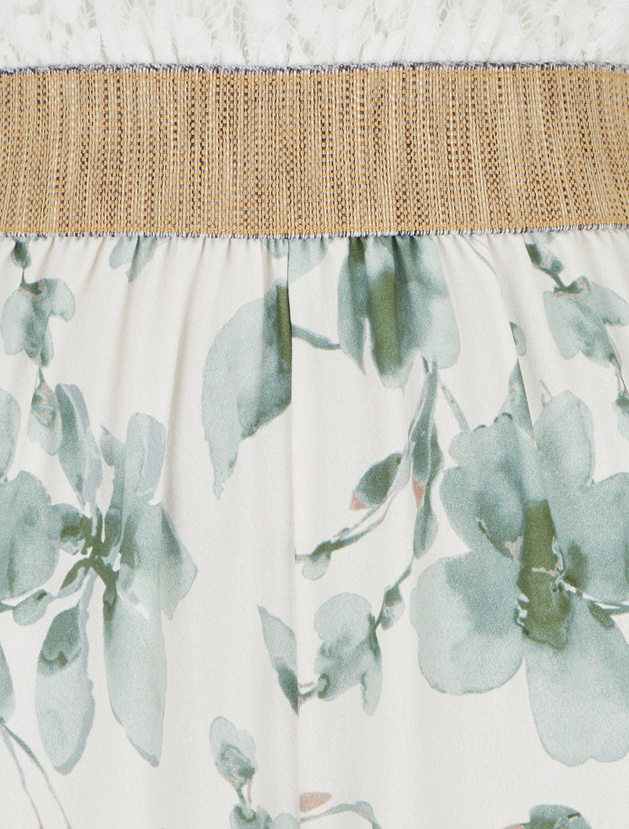 Combinaison à dentelle et imprimé floral - Kaki - 3