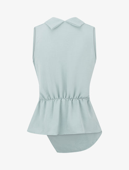 Top sans manches drapé à boutons - Vert d&