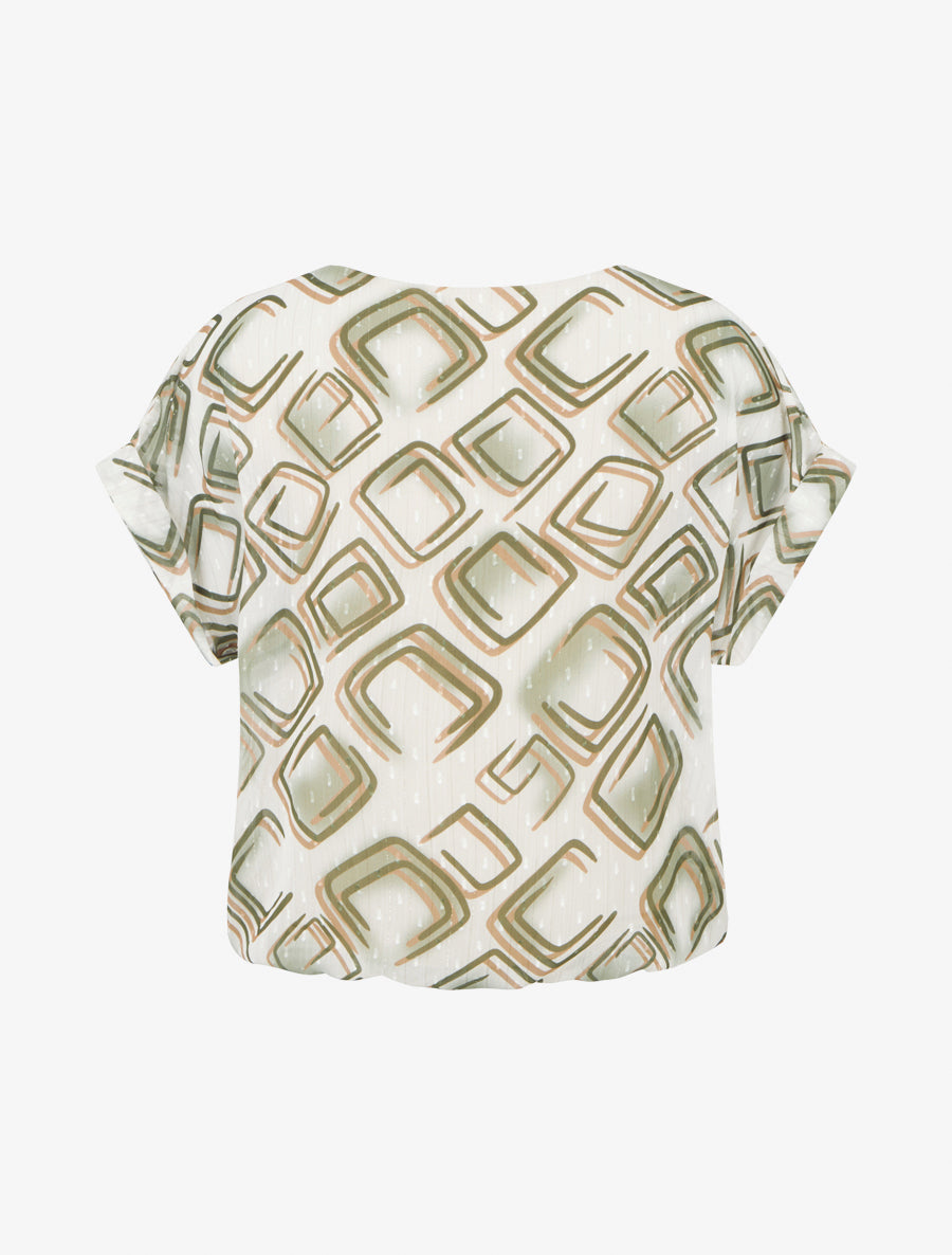Top boule manches courtes à motifs graphiques - Kaki - 2