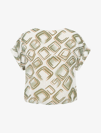 Top boule manches courtes à motifs graphiques - Kaki - 2