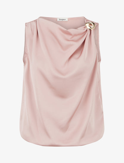 Top boule satiné à bijou métallique - Rose - 1