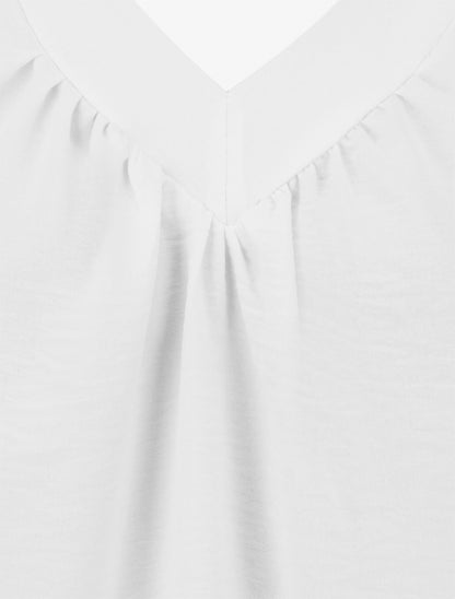 Top uni sans manches à col V - Blanc - 3