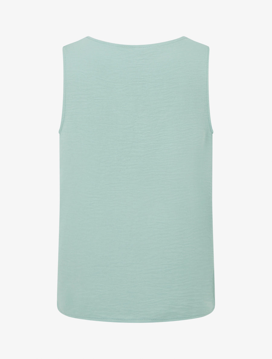 Top uni sans manches à col V - Vert d&