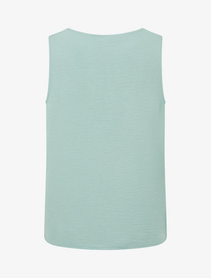 Top uni sans manches à col V - Vert d&