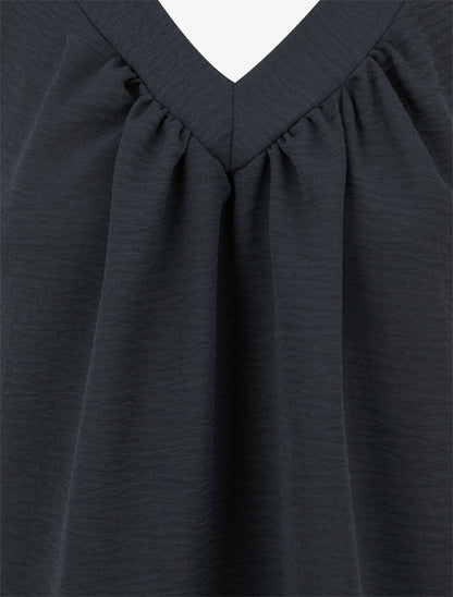 Top uni sans manches à col V - Bleu nuit - 3