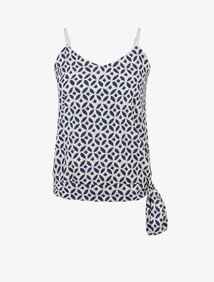 Caraco imprimé fantaisie à nouer - Marine - 1