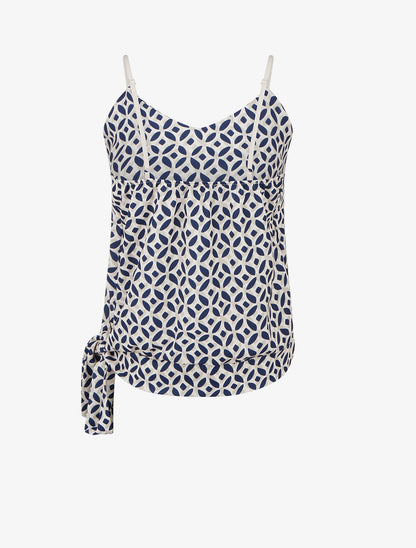 Caraco imprimé fantaisie à nouer - Marine - 2