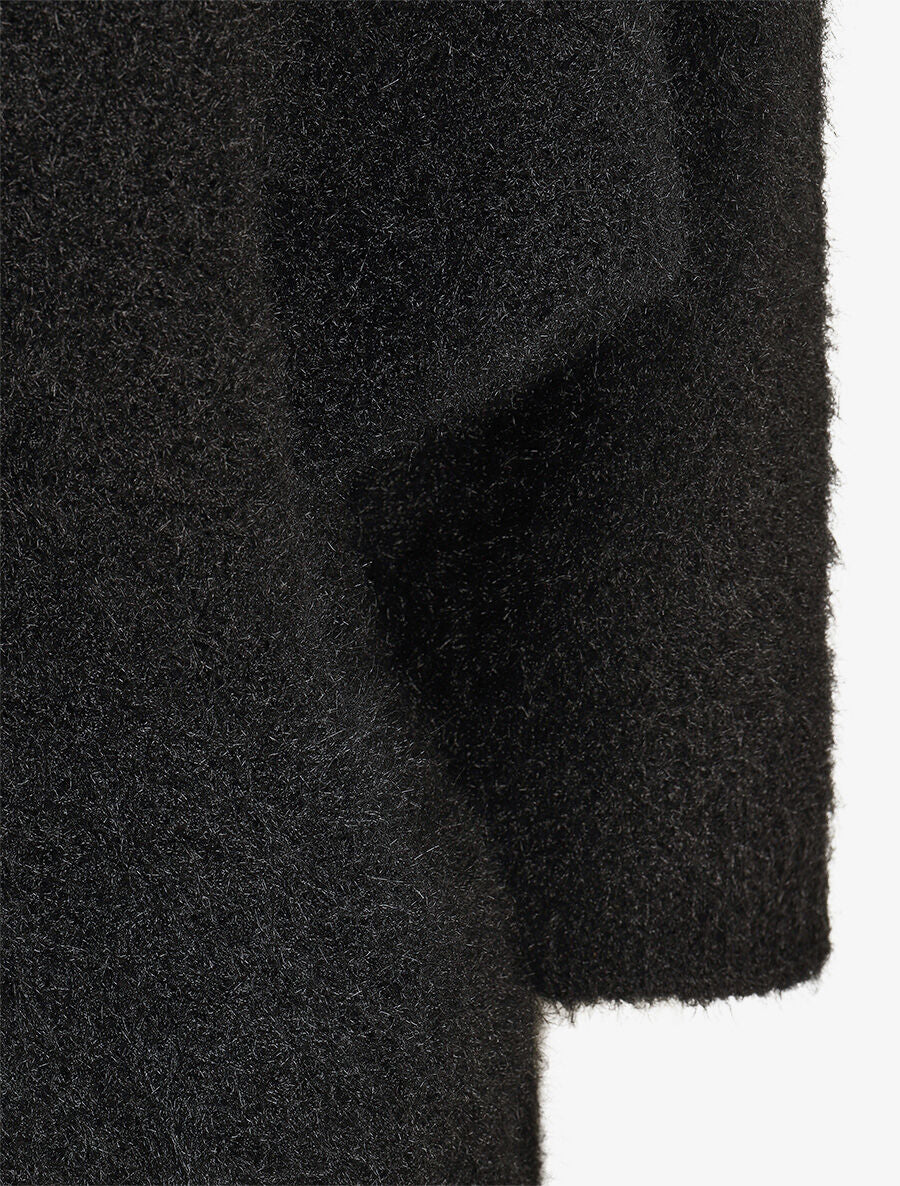 Pull duveteux à col V - Noir - 3