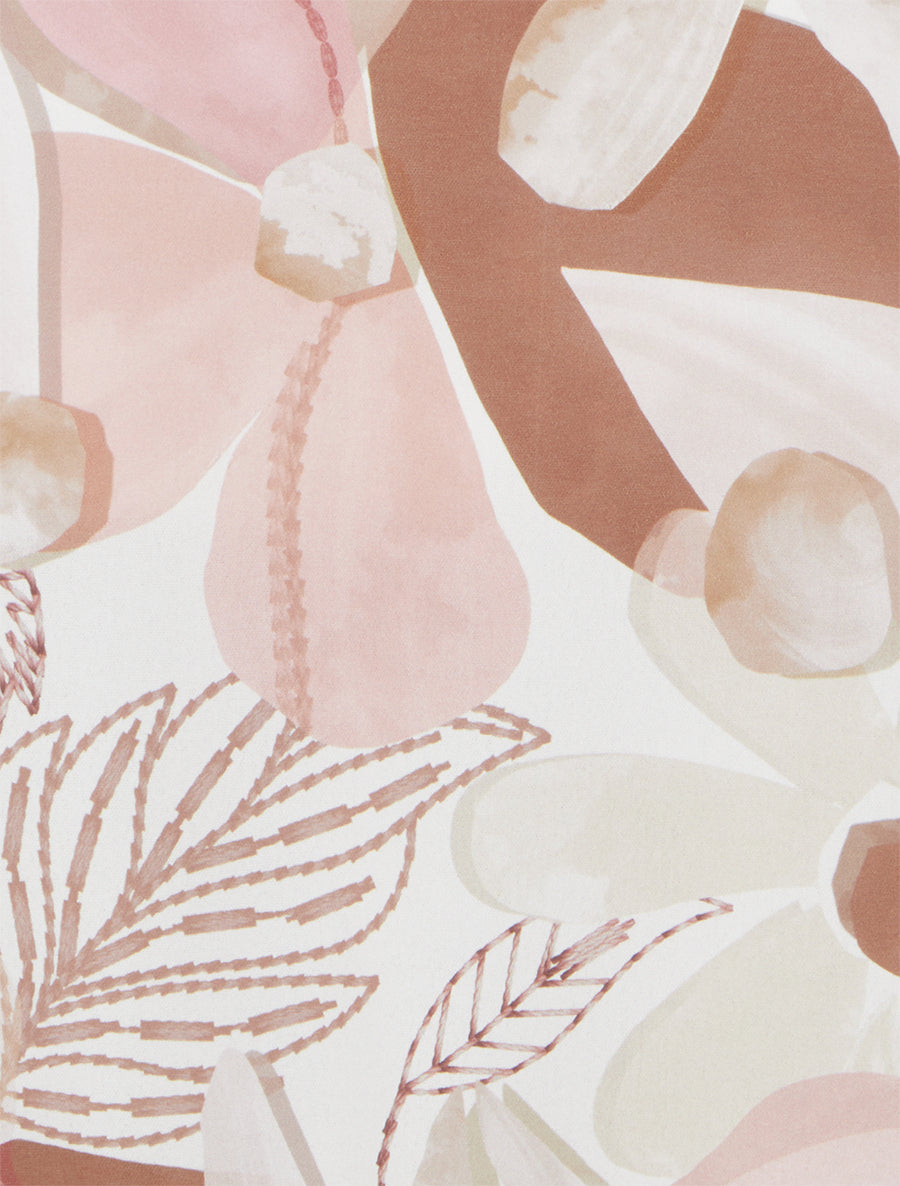 Satijnen bloemenprint caraco met strik - Beige