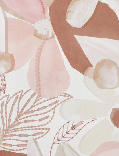 Satijnen bloemenprint caraco met strik - Beige