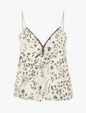 Caraco boule à zip et imprimé léopard fleuri - Kaki - 1