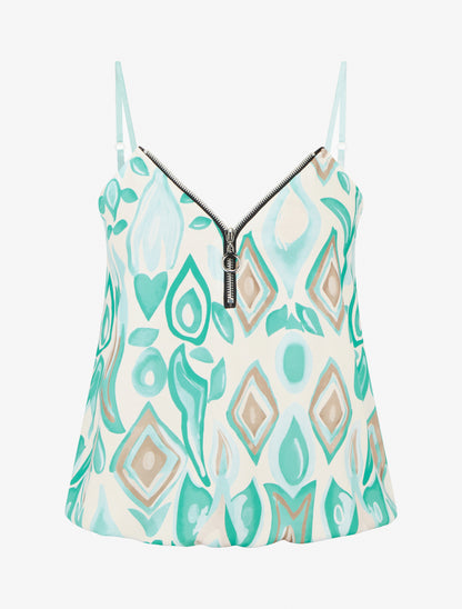 Caraco boule à zip et imprimé fantaisie - Turquoise - 1