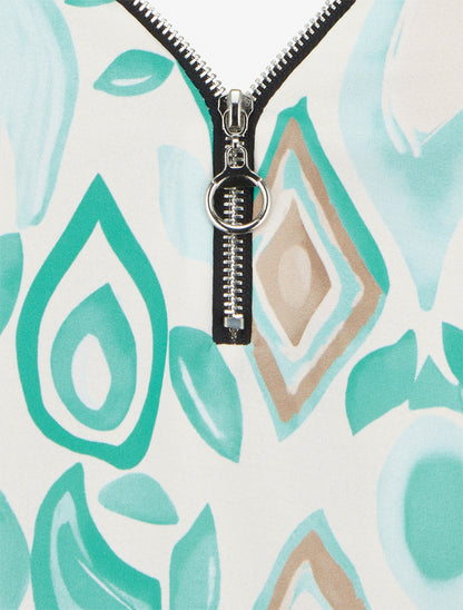 Caraco boule à zip et imprimé fantaisie - Turquoise - 3