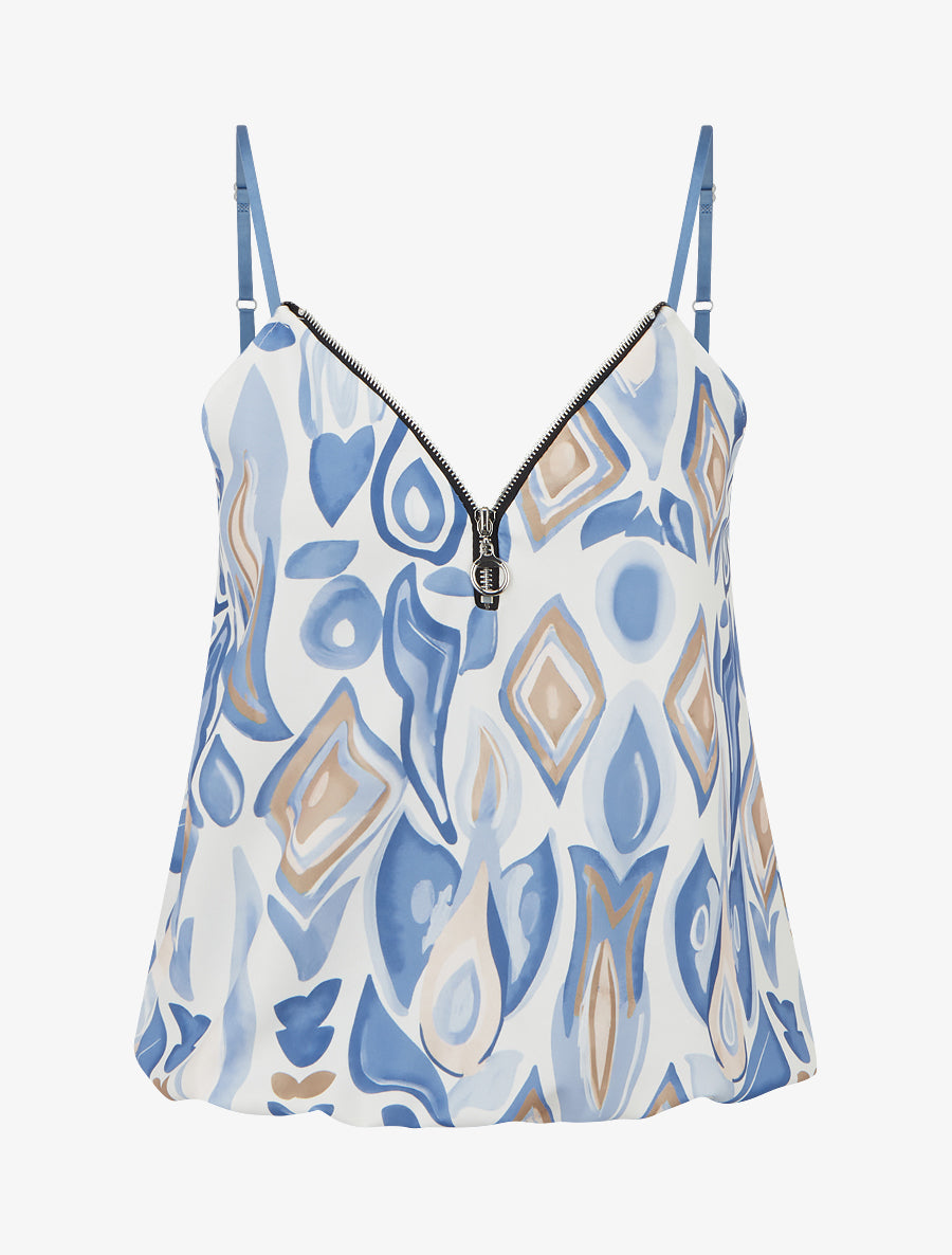 Caraco boule à zip et imprimé fantaisie - Bleu - 1