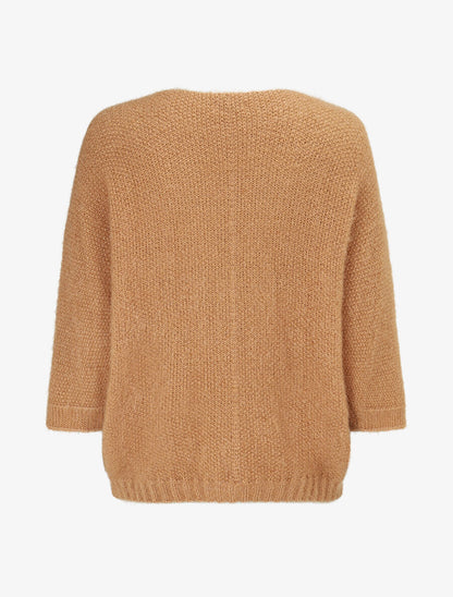 Pull duveteux à col V - Camel - 2