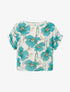 Top boule manches courtes à imprimé floral - Turquoise - 1