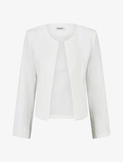 Veste droite à col rond et épaulettes - Blanc - 1